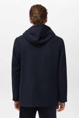 Manteau laine capuche - Bleu