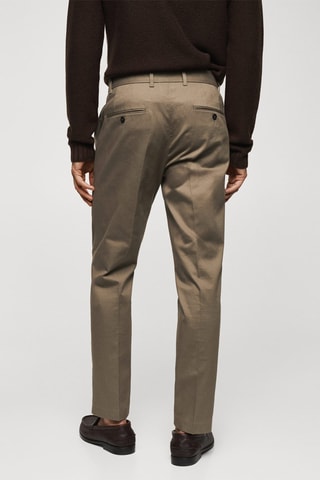 Pantalon coton slim-fit pinces - Marron