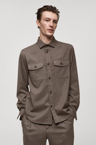 Surchemise flanelle regular-fit poches - Gris