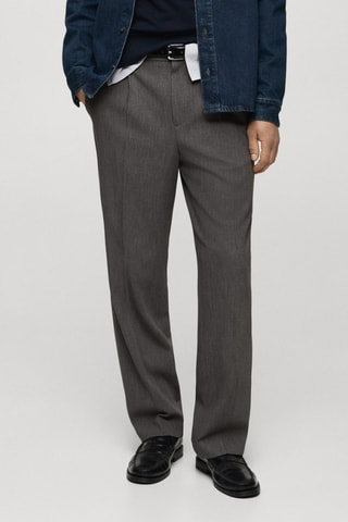 Pantalon pinces straight-fit - Gris