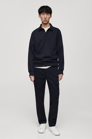 Pantalon cargo coton regular-fit - Bleu