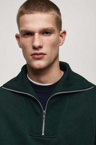 Sweat-shirt regular-fit col zippé - Vert