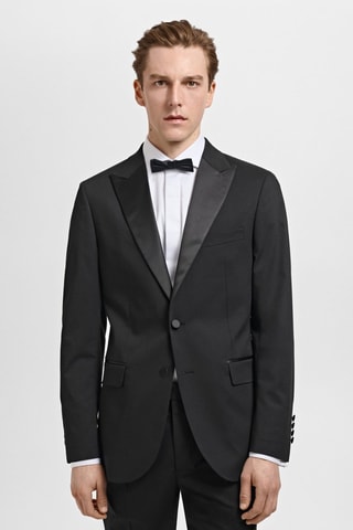 Veste de costume à revers satinés - Noir