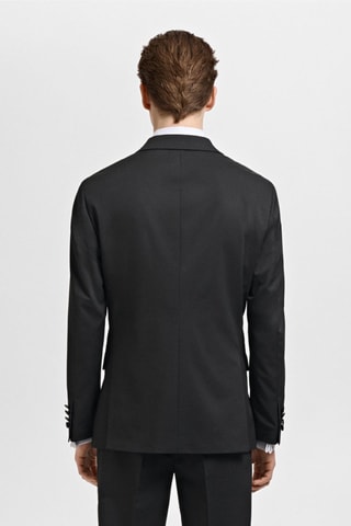 Veste de costume à revers satinés - Noir