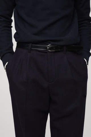 Pantalon laine flanelle pinces - Bleu