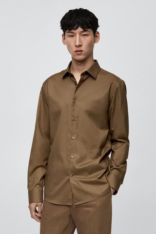 Chemise 100 % coton twill regular-fit - Marron