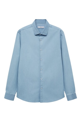 Chemise regular-fit chambray coton - Bleu