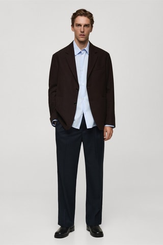 Veste laine recyclée regular-fit - Marron