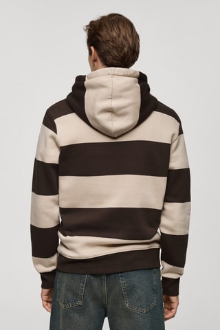 Sweat-shirt rayures capuche - Marron