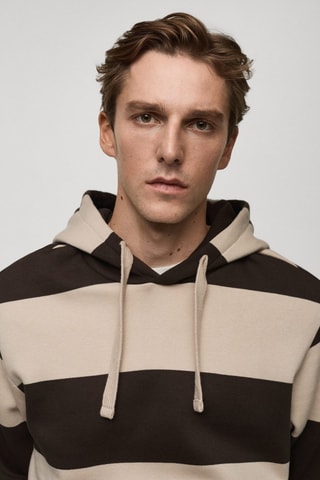 Sweat-shirt rayures capuche - Marron