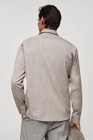Chemise 100 % laine poche - Beige