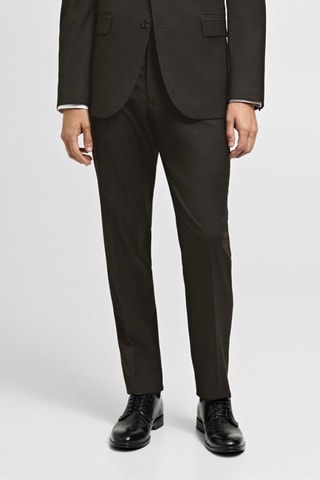 Pantalon costume slim-fit tissu comfort stretch - Marron