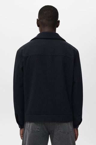 Veste laine mélangée à poche - Bleu