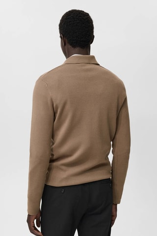 Pull-over maille col polo - Marron