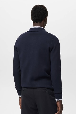 Pull-over maille col polo - Bleu