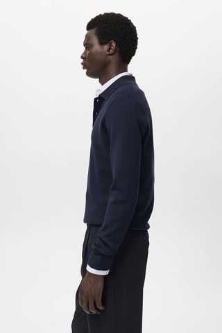 Pull-over maille col polo - Bleu