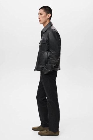Blouson 100% cuir poches - Noir