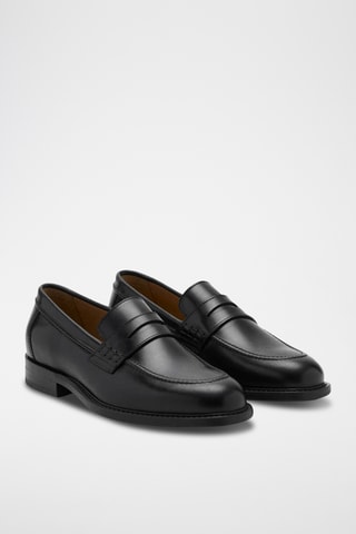 Mocassins cuir détail en forme de masque - Noir