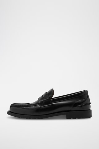 Mocassins cuir détail en forme de masque - Noir