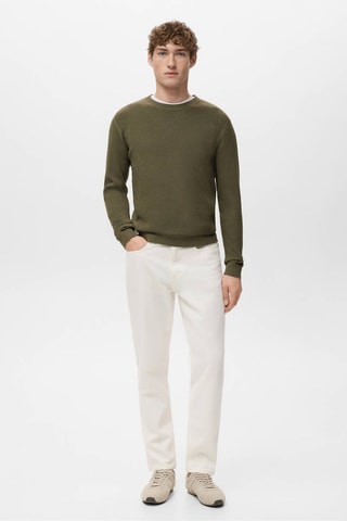 Pull coton maille fine côtelée - Vert