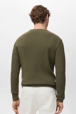 Pull coton maille fine côtelée - Vert