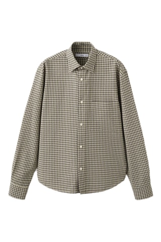 Chemise regular fit à carreaux en coton - Beige