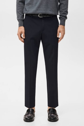 Pantalon Barna slim-fit en sergé - Bleu