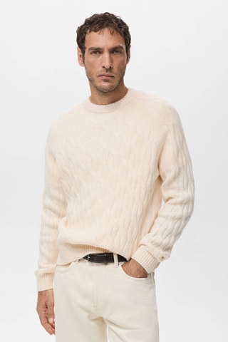 Pull en maille à torsades - Écru