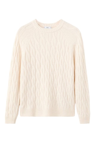 Pull en maille à torsades - Écru
