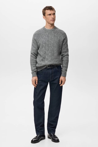 Pull en maille à torsades - Gris
