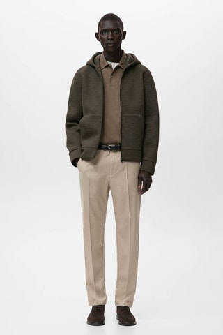 Sweat à zip effet néoprène - Kaki