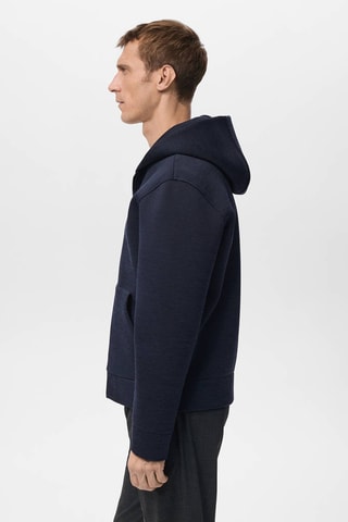 Sweat à zip effet néoprène - Bleu