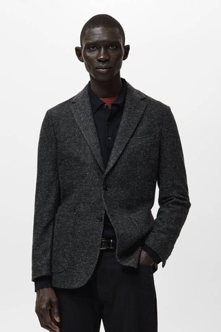 Veste laine mélangée slim-fit - Gris