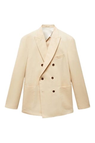 Veste costume croisÚe coton lin - Jaune