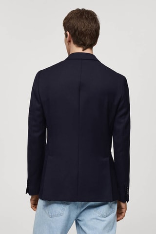 Veste slim-fit 100á% laine vierge - Bleu