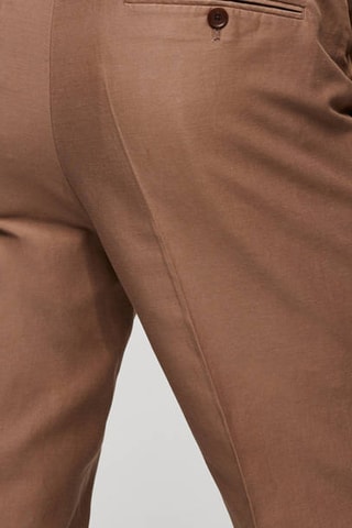 Pantalon costume slim-fit coton lin - Orange