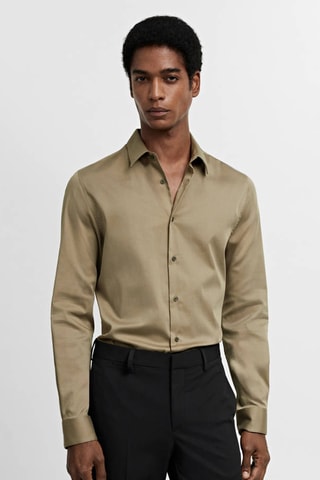 Chemise costume super slim-fit popeline - Vert