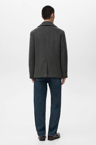 Manteau laine croisé boutons - Gris