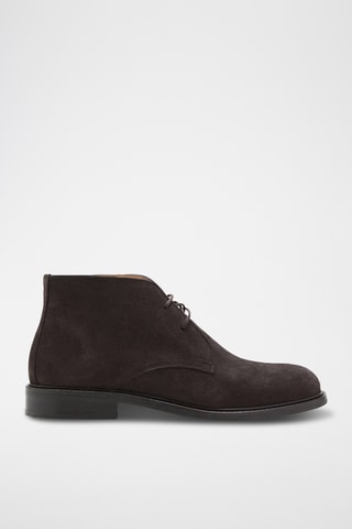 Bottines cuir et croûte de cuir - Marron