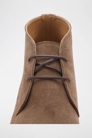 Bottines cuir et croûte de cuir - Marron