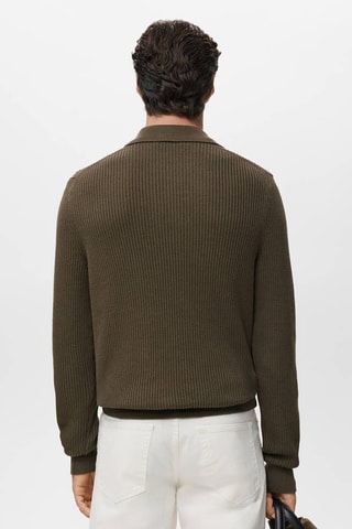 Pull polo en coton structuré - Vert