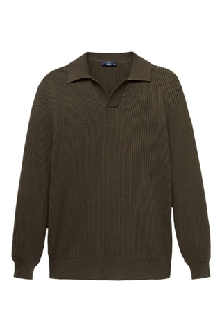 Pull polo en coton structuré - Vert