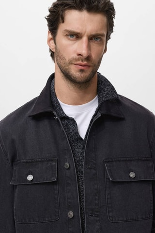 Blouson en jean poches - Noir