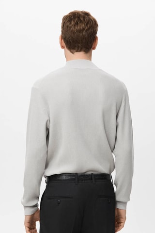 Pull col montant côtelé - Gris