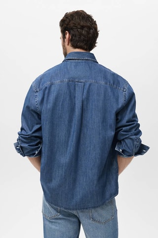 Chemise denim poche - Bleu