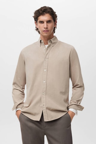 Chemise velours milleraies classic-fit - Beige