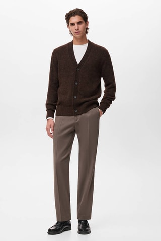 Cardigan maille laine mélangée - Marron