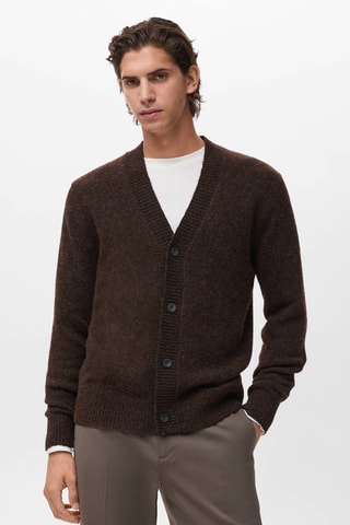 Cardigan maille laine mélangée - Marron