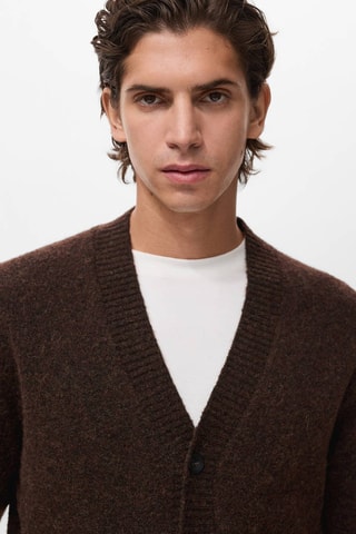 Cardigan maille laine mélangée - Marron