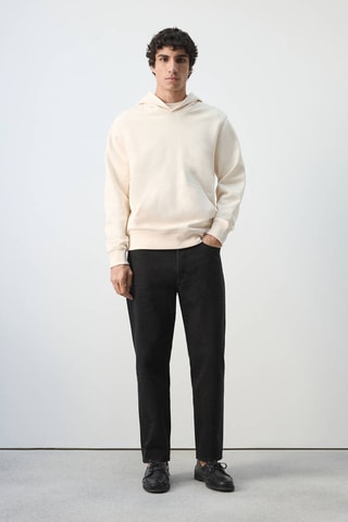 Sweat capuche 100% coton léger - Écru